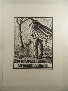 PINKELNDER MANN HOLZSCHNITT RUDOLF NEHMER SIGNIERT um 1950 R