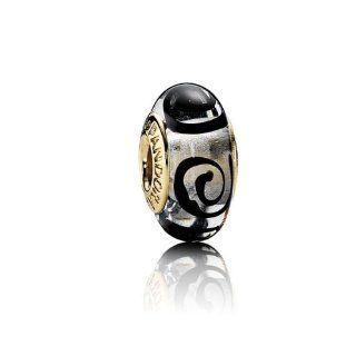 Pandora Muranoglas schwarz Gold Element 750511 Schmuck