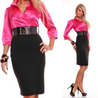 Businesslook Kleid schwarz/pink # 233