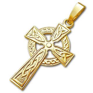 CLEVER SCHMUCK Goldener Anhänger Kreuz keltisch 26 mm glänzend