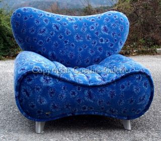 BRETZ Cultsofa SHARKY Stuhl Sessel blau Blumen TOPSTÜCK