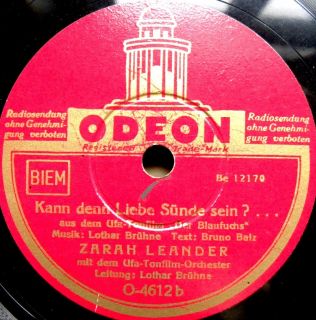 236/ ZARAH LEANDER Kann denn Liebe Sünde sein KULTIG Schellack