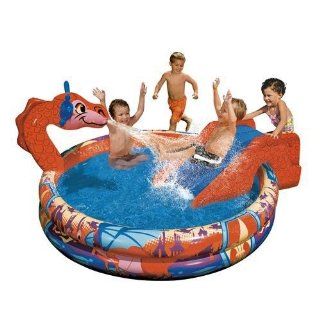 Großer Drachen Pool, 147 cm, Dino Pool mit Sprinkler, Planschbecken