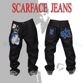 Scarface Tony Montana Jeans Black/Blue 28 30 32 34 36
