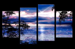 Sonnenuntergang Meer Natur Bild Bilder Wandbild Kunstdruck 4 Teilig