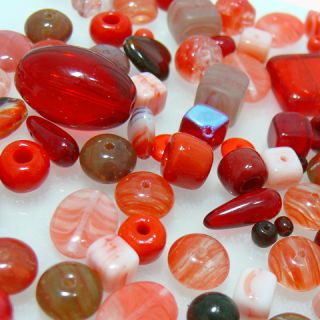 Glasperlen Mix rot 60 hochwertige Glas Beads Perlen NEU