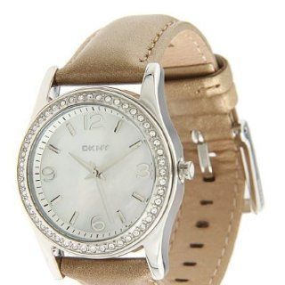 DKNY WOMENS STAINLESS STEEL CASE BROWN LEATHER MINERAL GLASS UHR