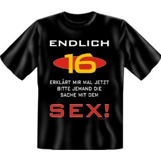 Druck T Shirt Geschenk endlich 16 Geburtstag Party Witz