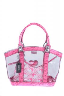 Guess Shopper Tasche + Kosmetiktasche Pink durchsichtig #512b