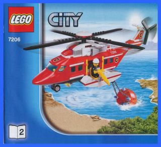 LEGO BAUANLEITUNG 7206 City Feuerwehr Helikopter Hubschrauber * 2422