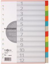 PAGNA Karton Register, DIN A4   5 6 12 teilig verschiedene Farben