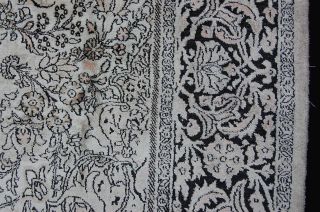 Kaschmir Seide Indien Teppich 291x185cm schwarz weiß gereinigt rug