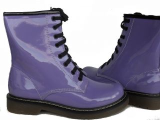 NEU Kultstar Damen Boots Stiefeletten Lackleder Optik Lila PA9616