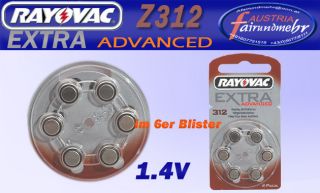 30x Rayovac EXTRA Hörgeräte Batterien Z 312 PR41 braun