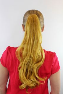 Poppiges Haarteil Extension Haarverlängerung gelb blond Karamell 50