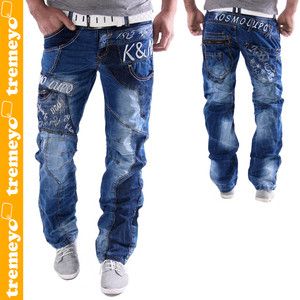 KOSMO LUPO Designer Jeans Herren Hose Blau Clubwear Blau KM322 NEU