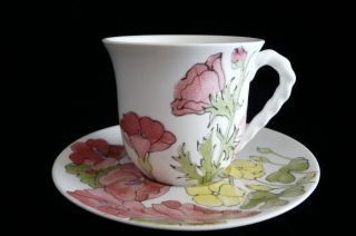 ERNESTINE SALERNO HAND PAINTED PLATE + CUP+ SAUCER ITALY