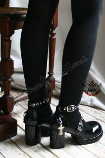 Gothic Vamp Grommet Lolita Mary Jane Ankle Strap+Cross