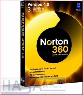 Symantec Norton 360 V. 4.0/6.0 VOLLVERSION *3 PC* #BOX