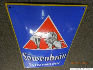 Löwenbräu Schorndorf altes Emailschild 30er Jahre TOP   Zustand