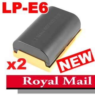 2x New 2200mAh Li Ion Battery Pack LP E6 LPE6 for Canon EOS 5D 7D Mark