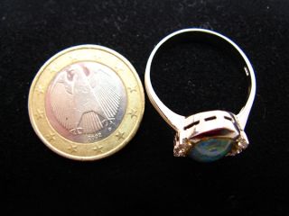 R376 585er 14kt Weißgold Ring mit Opal Triplette, Brillanten Brillant