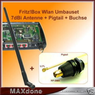 AVM Fritzbox 7170 Umbauset U.FL RP SMA +7dBi Antenne