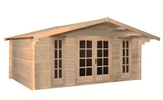 Gartenhaus Modell 5038L, 500 x 380 cm und Vordach, Blockhaus mit 40 mm