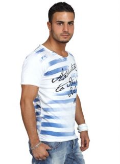 VSCT Herren Sommer Shirt Rundhals Streifen T Shirt Ibiza ocean