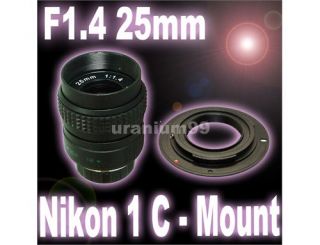 25mm F1.4 CCTV Objektiv Slim C Mount Nikon Adapter für Nikon J1 V1