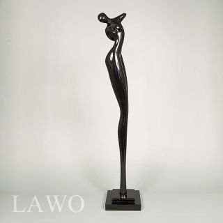 LAWO Lack Design Skulptur Frau mit lang Bein schwarz 85cm Modern