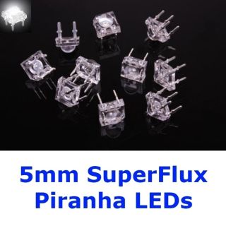 S388   10 Stück LED 5mm weiß SuperFlux Piranha 3500 mcd 120° LEDs