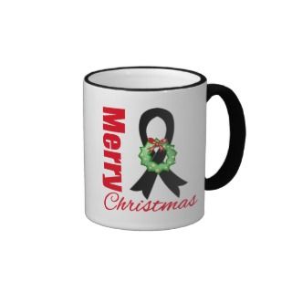 Melanoma Awareness Merry Christmas Ribbon Mugs