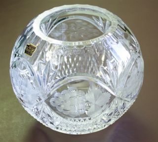 Vigletta Kristall Kugel Vase mit Weintrauben beschliffen 13 cm