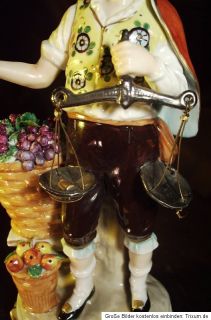 große Porzellan Figur Obsthändler Sitzendorf Thüringen rare