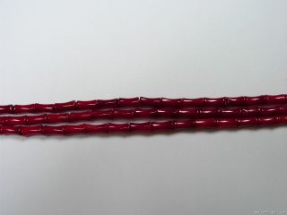 Feine Rote Bambus Korallen Kette/Strang Mini Walzen Länge 8 mm