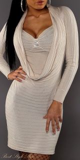 Luxus Cashmere Kleid Strickkleid edles beige Gr. 34 36 38 Long