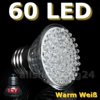 60 LED E27 Lampe E 27 LED Halogen Spot 230V Warm Weiß