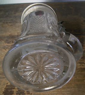 antiker Glas Bierkrug mit Zinndeckel roter Stein *