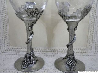 Stück Weinglas Kristall plastischer Zinn Fuß Reben RCR Italien NEU