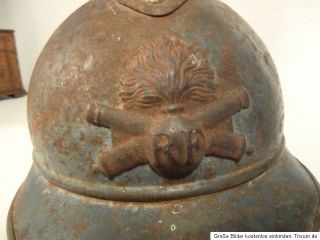 org. franz. Militär Helm aus dem 1. WK mit Kanonenkokarde top