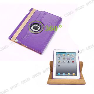 360 Rotary Tasche für iPad 3 Cover Case Schutz Hülle Etui Purpur