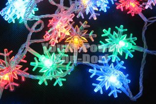 8m 80 LED Schneeflocke Lichterkette Weihnachten Party Deko Garten