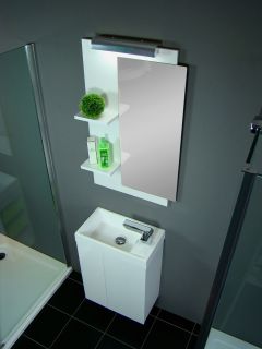 Badmöbel Gäste WC, BELLA 500 BL Waschtisch + Spiegel
