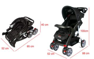 CROWN Kinderwagen Buggy 360 Grad 4 Rad Schwenkbar Buggi Tisch Ablage