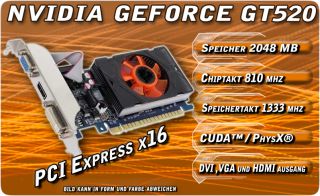 2048 MB 2 GB 2GB GeForce nvidia GT520 Grafikkarte PCI E