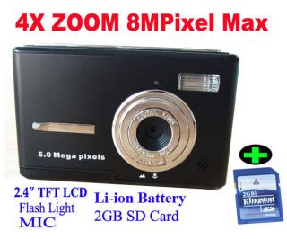 TFT LCD 4X ZOOM HD 8MP Digital kamera DSC DC528 2GB SD CARD POWER