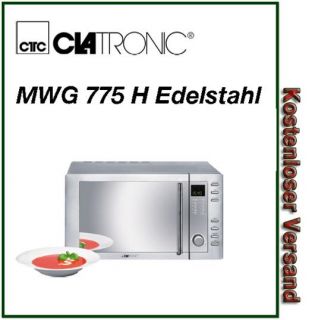 Clatronic MWG 775 H Edelstahl Mikrowelle, 23 l Garraum, Heißluft