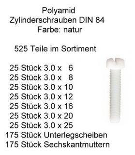 525 Teile Polyamidschrauben Zylinderkopf Sortiment 3.0