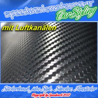 3D Carbonfolie Schwarz Micro Luftkanäle Blasenfrei 1,52m Breite Car